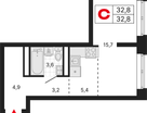 Студия, 32&nbsp;м²