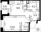 1-к. квартира, 36 м²