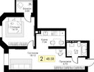 1-к. квартира, 48&nbsp;м²
