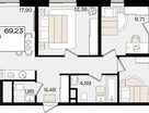 3-к. квартира, 69&nbsp;м²