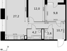 3-к. квартира, 68 м²