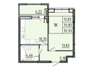 1-к. квартира, 35 м²
