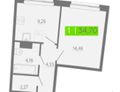 1-к. квартира, 34&nbsp;м²