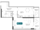 1-к. квартира, 53,5&nbsp;м²