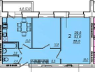 2-к. квартира, 55 м²