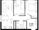 2-к. квартира, 50,9&nbsp;м²