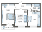 2-к. квартира, 51,8&nbsp;м²