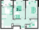 2-к. квартира, 60&nbsp;м²
