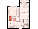 1-к. квартира, 45&nbsp;м²