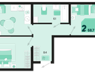 2-к. квартира, 68&nbsp;м²