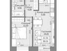 1-к. квартира, 39,1 м²