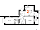 2-к. квартира, 55 м²