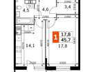 1-к. квартира, 45&nbsp;м²