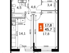 1-к. квартира, 45&nbsp;м²
