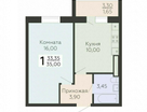 1-к. квартира, 35&nbsp;м²