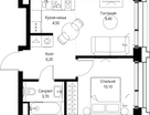 1-к. квартира, 34&nbsp;м²