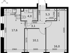 3-к. квартира, 56 м²