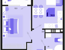 1-к. квартира, 36 м²