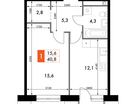 1-к. квартира, 40 м²
