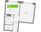 1-к. квартира, 34&nbsp;м²