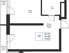 1-к. квартира, 36&nbsp;м²