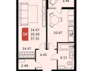 1-к. квартира, 37&nbsp;м²