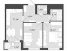 2-к. квартира, 46&nbsp;м²