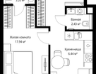 1-к. квартира, 43&nbsp;м²