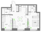 2-к. квартира, 63&nbsp;м²