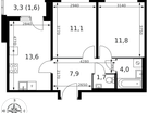 2-к. квартира, 51 м²