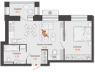 2-к. квартира, 45&nbsp;м²