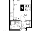 Студия, 22 м²