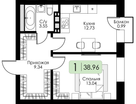 1-к. квартира, 38 м²