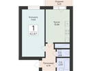1-к. квартира, 42&nbsp;м²