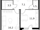1-к. квартира, 42&nbsp;м²