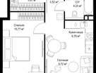 1-к. квартира, 43&nbsp;м²