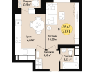 1-к. квартира, 37&nbsp;м²