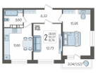 2-к. квартира, 51,8&nbsp;м²