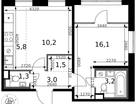 2-к. квартира, 41 м²