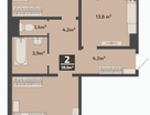 2-к. квартира, 57,8 м²
