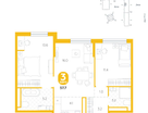 2-к. квартира, 57&nbsp;м²