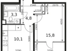 1-к. квартира, 34&nbsp;м²