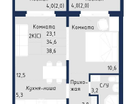 1-к. квартира, 38,6&nbsp;м²