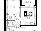 1-к. квартира, 40&nbsp;м²