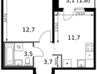 1-к. квартира, 33&nbsp;м²