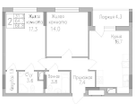 2-к. квартира, 66,7&nbsp;м²