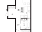 2-к. квартира, 46 м²