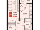 1-к. квартира, 37&nbsp;м²