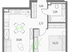 1-к. квартира, 44&nbsp;м²