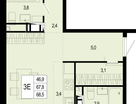 3-к. квартира, 70 м²